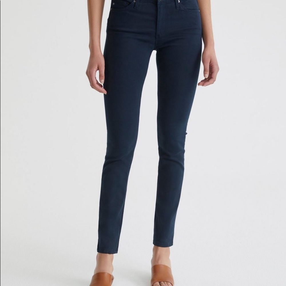 Navy Blue AG Prima Mid Rise Cigarette Jeans